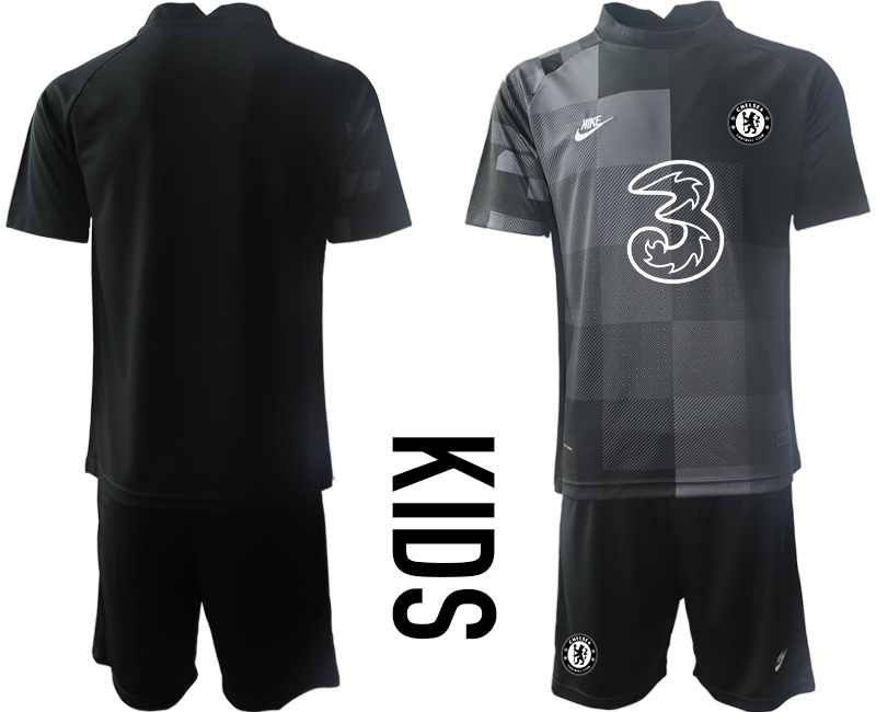 Youth 2021-2022 Club Chelsea black goalkeeper blank Soccer Jersey